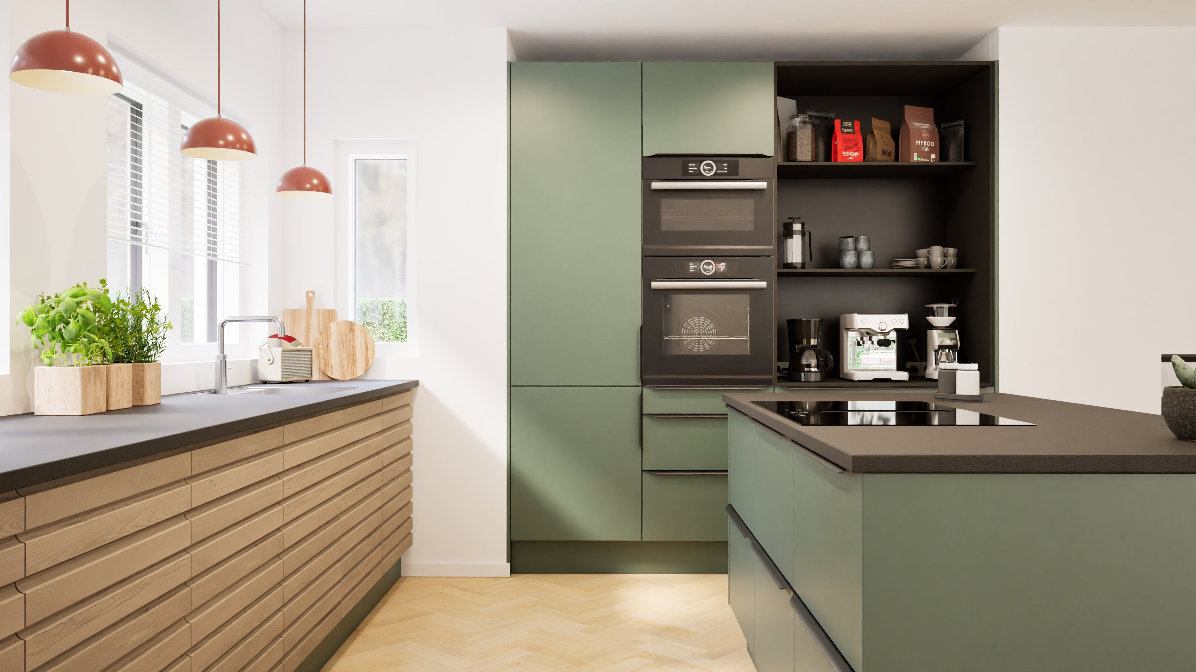 Penthouse med ø-køkken